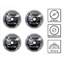 Makita CMSF16560E SPECIALIZED EFFICUT Lame de scie pour le bois 165 x 1,85 x 20mm - 60 dents - 4 pcs. (4x B-69864)