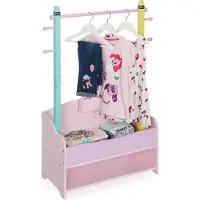Relaxdays Penderie Pour Enfants, Portant Vêtements Chambre, 4 Crochet, 2 Tiroirs, HxlxpÂ : 100,5x71x30 Cm, Multicolore