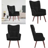 vidaXL Fauteuil relax en velours noir - Fauteuil relax - Chaise relax - Chaises relax - Chaise de bureau