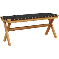 The Living Store Banc de jardin noir en bois massif d'acacia et tissu