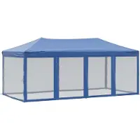The Living Store Tente de réception pliable avec parois latérales bleu 3x6 m
