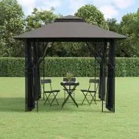 The Living Store Pavillon avec parois latérales Anthracite 300x300x270 cm Acier