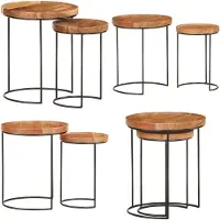 vidaXL Ensemble de 2 tables basses en bois massif d'acacia et acier - Table basse - Tables basses - Tables basses en bois