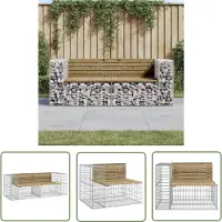 The Living Store Banc de jardin en gabions 184x71x65,5 cm Bois de pin imprégné
