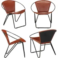 vidaXL fauteuil en cuir véritable marron - Chaise - Chaises - Fauteuil de relaxation - Fauteuils de relaxation