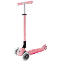 Globber Scooter Kids Tricycle Plus - Primo Foldable Plus Lights V2 Pastel Pink Shining Wheels