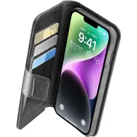 Cellularline Agenda Book - Étui pour iPhone 14 avec revêtement MICROBAN (Noir)