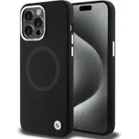 BMW Coque MagSafe en silicone liquide noire pour iPhone 15 Pro Max