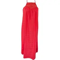 Superdry pour femme. W8011672A Robe de plage longue encolure licou corail (S), Casuel, Viscose, Sans manches / bretelles