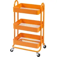 En.casa Chariot de cuisine 'Pyhäntä' avec 3 paniers de rangement 78,5 x 46 x 35 cm Acier Orange