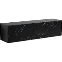 FineBuy Meuble TV bas suspendu aspect marbre noir 120 x 30 x 30 cm Meuble TV Table TV à portes battantes Meuble TV moderne Meuble TV mural Commode TV