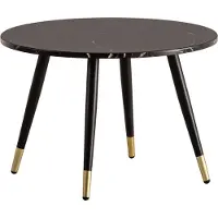 Wohnling Table basse 60x60x41 cm aspect marbre noir Table de salon moderne avec piètement métallique Table basse ronde Table d'appoint Salon
