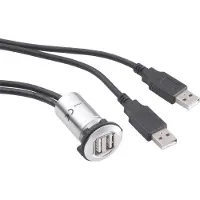 TRU COMPONENTS Douille de montage double 2.0, Câble + prise électronique, Gris