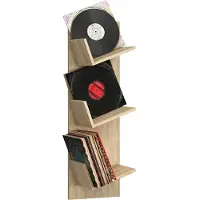 Hioshop Bois Livres Disques LP Étagère suspendue Étagère murale Deko Étagère Sulda Bois Livres Disques LP Étagère suspendue Étagère murale Deko Étagère Sulda