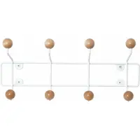 Goodhome Patère 8 crochets en bois Saturnus Blanc et bois clair