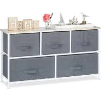 Relaxdays - Meuble Rangement 5 Tiroirs Tissu Commode étagère Tiroir Tissu Hxlxp: 54,5 X 100 X 30, Gris