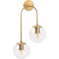 Opviq , applique murale en métal (dorée), 30 x 24 cm, hauteur 55 cm | Diffuseur en verre, IP20, 2 x E14, max. 15 W | Design élégant pour les hôtels et les intérieurs modernes, robuste et raffiné.