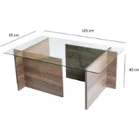 Skye Decor , New Escape - Walnut, tables basses, noyer, verre, 105 x 40 x 65 cm