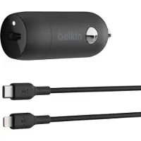 Belkin Chargeur de voiture USB-C de . 30W PD 1m Câble Lightning CCA004bt1MBK-B5
