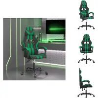 vidaXL Chaise de jeu Pivotante Noir et Vert Similicuir - Fauteuil de jeu