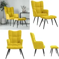 vidaXL Fauteuil Relax avec Tabouret Velours Jaune Moutarde - Fauteuil Relax - Fauteuil - Fauteuils - Fauteuil Relax