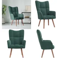 vidaXL Fauteuil Relax en velours vert foncé - Fauteuil Relax - Chaise Relax - Chaises Relax - Chaise de bureau