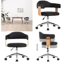 vidaXL Chaise de bureau pivotante noire bois courbé et cuir synthétique - Chaise de bureau - Chaises de bureau - Chaises de bureau pivotantes