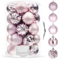 Springos Boules de Noël - - 20 pcs - Ø 4 cm - Plastique - Rose - Brillantes et mates