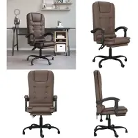 vidaXL Chaise de bureau avec fonction de massage Marron similicuir - Chaise de bureau avec fonction de massage - Chaise de bureau électrique