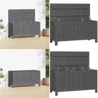 vidaXL Coffre de jardin Gris 115x49x60 cm Pin massif - Coffre de jardin - Coffres de jardin - Boîte de rangement de jardin