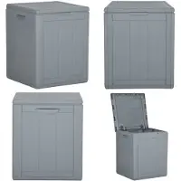 vidaXL Boîte de rangement de jardin 90 L Gris PP Rotin - Boîte de rangement de jardin - Boîte à poussière - Boîtes à poussière