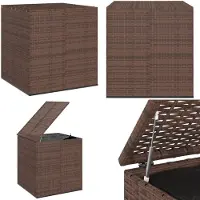 vidaXL Coffre à coussins de jardin en rotin PE 100x97,5x104 cm Marron - Coffre à coussins - Coffre à coussins en rotin PE - Coffre de rangement
