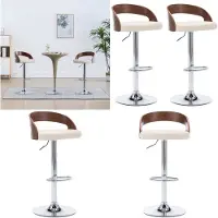 vidaXL Tabouret de bar 2 pcs. Cremeweiß Similicuir et bois courbé - Chaise de bar - Chaise de bar - Chaise