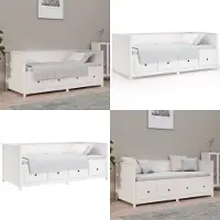 vidaXL Lit de jour blanc 90x190 cm Pin massif - Lit de jour - Lits de jour - Lit de jour en bois - Lit de jour en bois massif