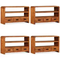vidaXL Armoire TV en bois massif d'acacia 90x30x55 cm - Meuble TV - Armoire TV - Sideboard