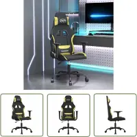 The Living Store Chaise de jeu avec fonction de massage Noir et vert clair Tissu