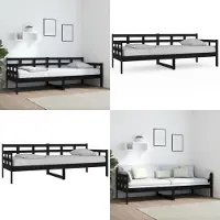 vidaXL Lit de jour noir pin massif 80x200 cm - Lit de jour - Lits de jour - Lit de jour en bois - Lit de jour en bois massif
