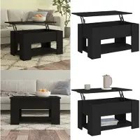 vidaXL Table basse Noir 79x49x41 cm Bois composite - Table basse - Table basse Réglable en hauteur - Table d'appoint