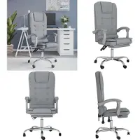 vidaXL Chaise de bureau avec fonction de massage Tissu gris clair - Chaise de bureau avec fonction de massage - Chaise de bureau électrique