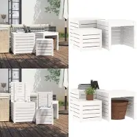 vidaXL Set de 3 coffres de jardin blanc pin massif - Set de coffres de jardin - Coffre de jardin - Meubles de jardin