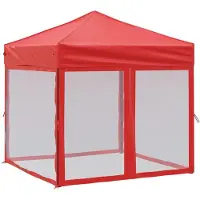 The Living Store Tente de réception pliable avec parois latérales rouge 2x2 m