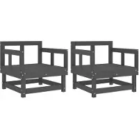 The Living Store Chaises de jardin 2 pcs. Gris Pin massif