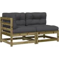 The Living Store Canapé de jardin avec coussin 2 places en pin imprégné