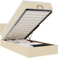 vidaXL Lit ottoman avec matelas & LEDs Crème 80x200 cm Tissu