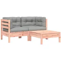 The Living Store Canapé de jardin avec coussin et pouf 2 places