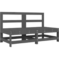 The Living Store Canapés centraux de jardin 2 pcs. Gris Pin massif