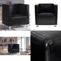 vidaXL Cube Armchair Black Imitation Leather - Fauteuil - Fauteuil de bar - Fauteuil - Fauteuil de repos