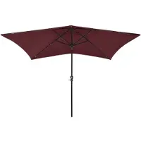 vidaXL Parasol avec LED et mât en acier rouge bordeaux 2x3 m - Parasols & ombrelles