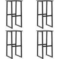 The Living Store Tabouret de bar 4 pcs Noir 38x38x80 cm Acier revêtu par poudre