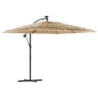 The Living Store Parasol avec mât en acier, marron, 246 x 246 x 230 cm